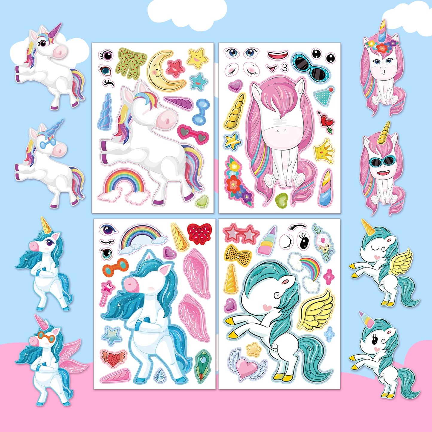 Aowplc Unicorn Stickers – 30 Sheets for Kids Parties, Decorations & Crafts