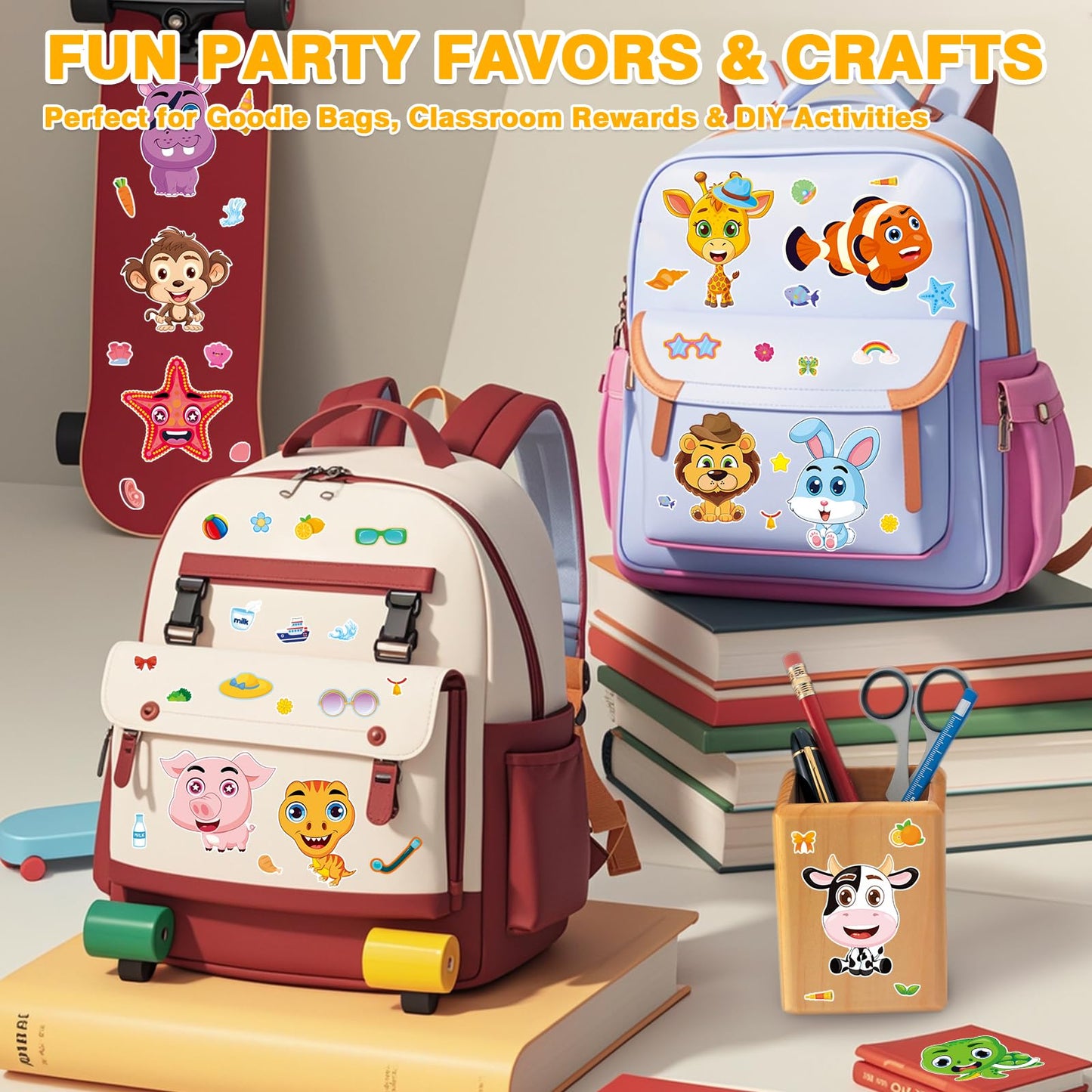 Aowplc 48 Pcs Make-a-Face Stickers – 12 Animal Designs for Party Favors & Crafts