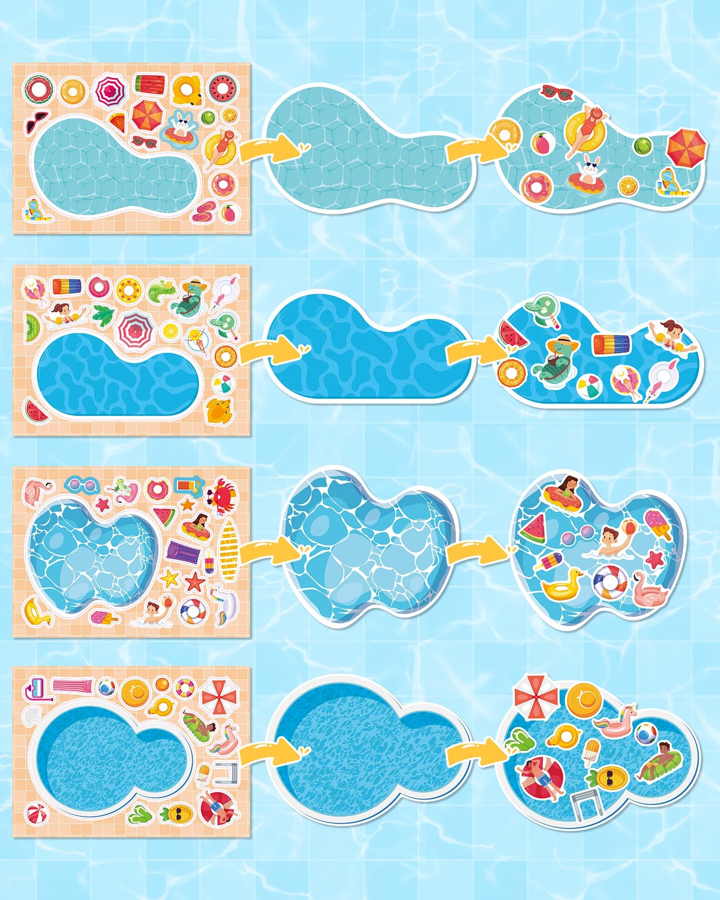 Aowplc 32 Sheets Make-a-Pool Stickers for Kids – Mix & Match Craft Kit