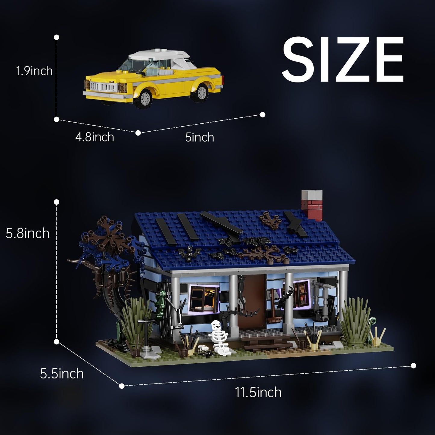 AOXEKBOLO Evil House Building Set – Haunted House with Movable Car | 639 Pcs