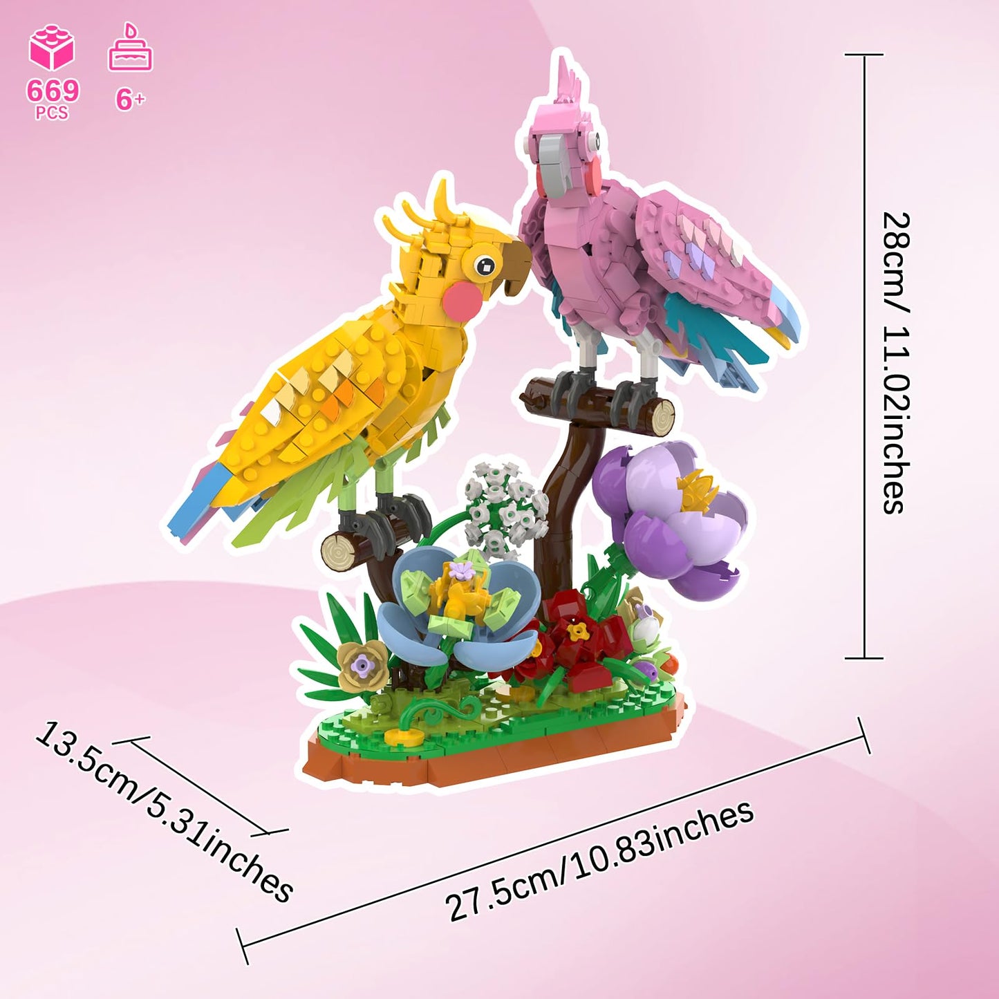 aphaio Love Birds Building Set – Cockatiel Blocks with Pivot