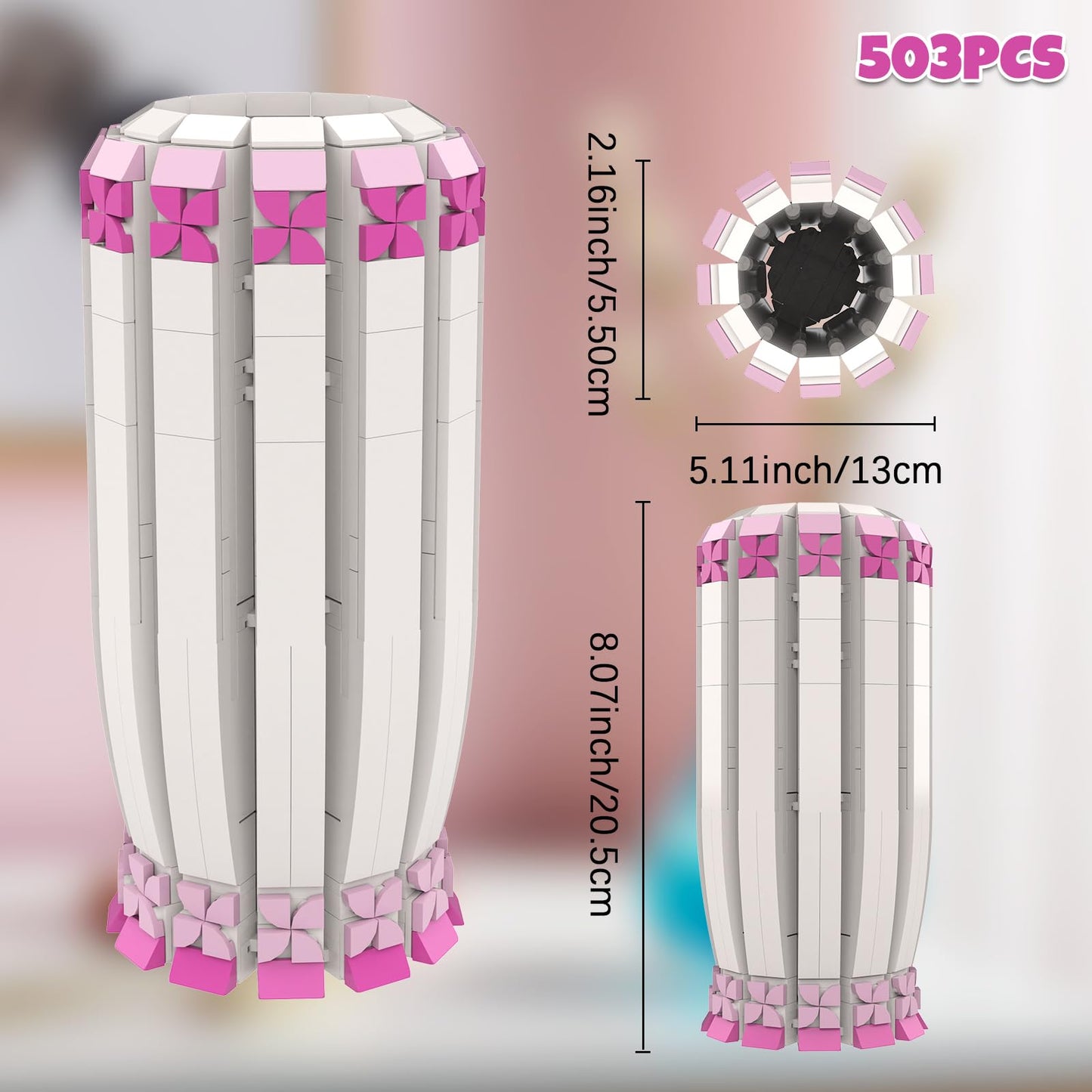 aphpiao Vase Building Kit – Fits 10342/10347/10280/10328 Flower Blocks | Valentine’s Day Gift