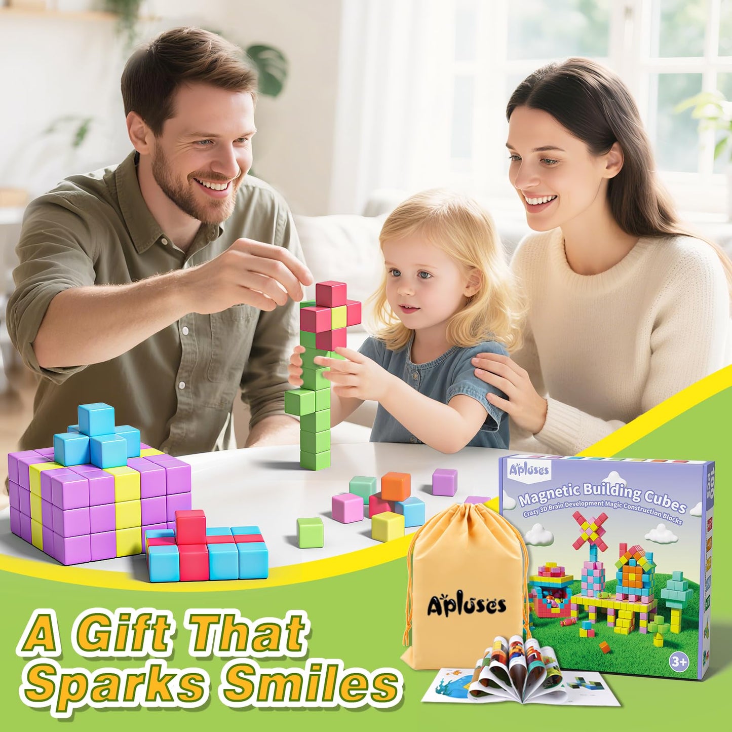 Apluses Magnetic Blocks for Toddlers – STEM Building Toy for Ages 3–6