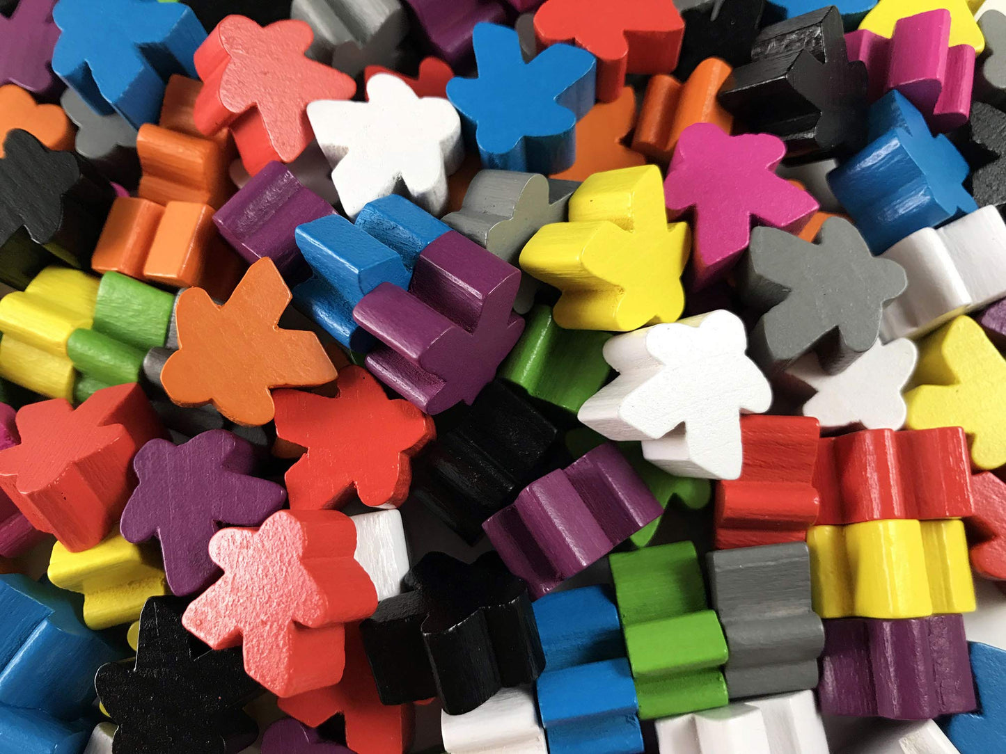 Apostrophe Games 100 Wooden Meeples - Multi-Color Board Game Tokens