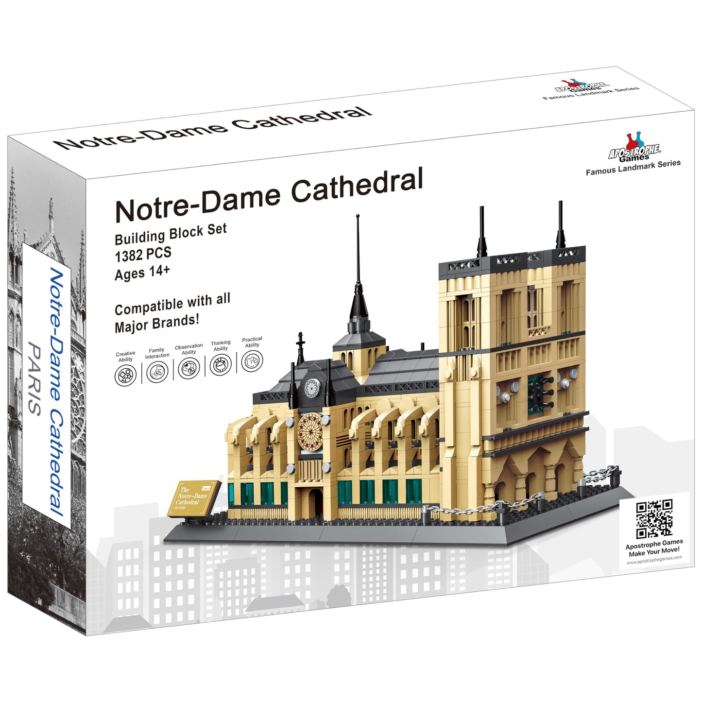 Apostrophe Games Notre-Dame Cathedral Building Block Set (1382 Pieces) – Landmark Architecture Model