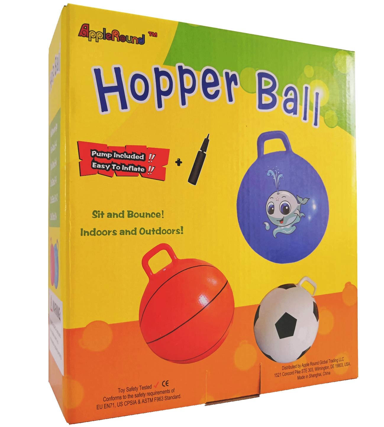 AppleRound Hippity Hoppity Hopball with Pump — 18-Inch Purple Cloud Sit-On Ball for Kids Aged 3–7