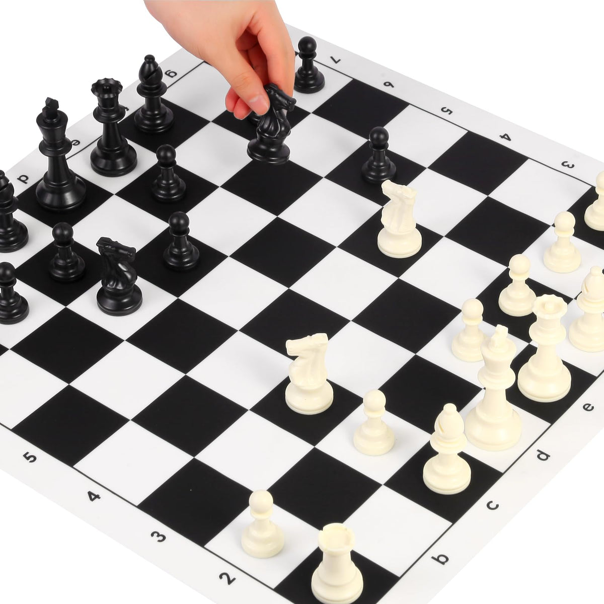 APYR AOMA Travel Chess Set – 20-Inch Silicone Board, 3.75-Inch King Height, 2-in-1 Chess & Checkers with Portable Case