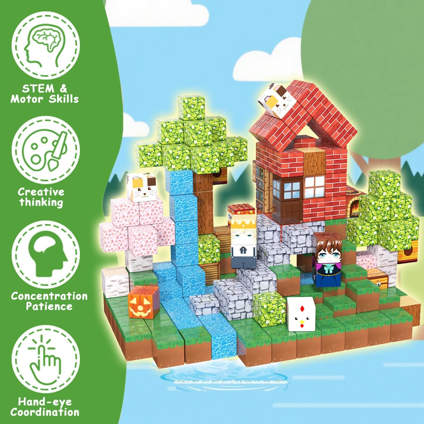 APYR AOMA 200PCS Magnetic Building Blocks – STEM Toy for Kids 3-12 | Creative Construction