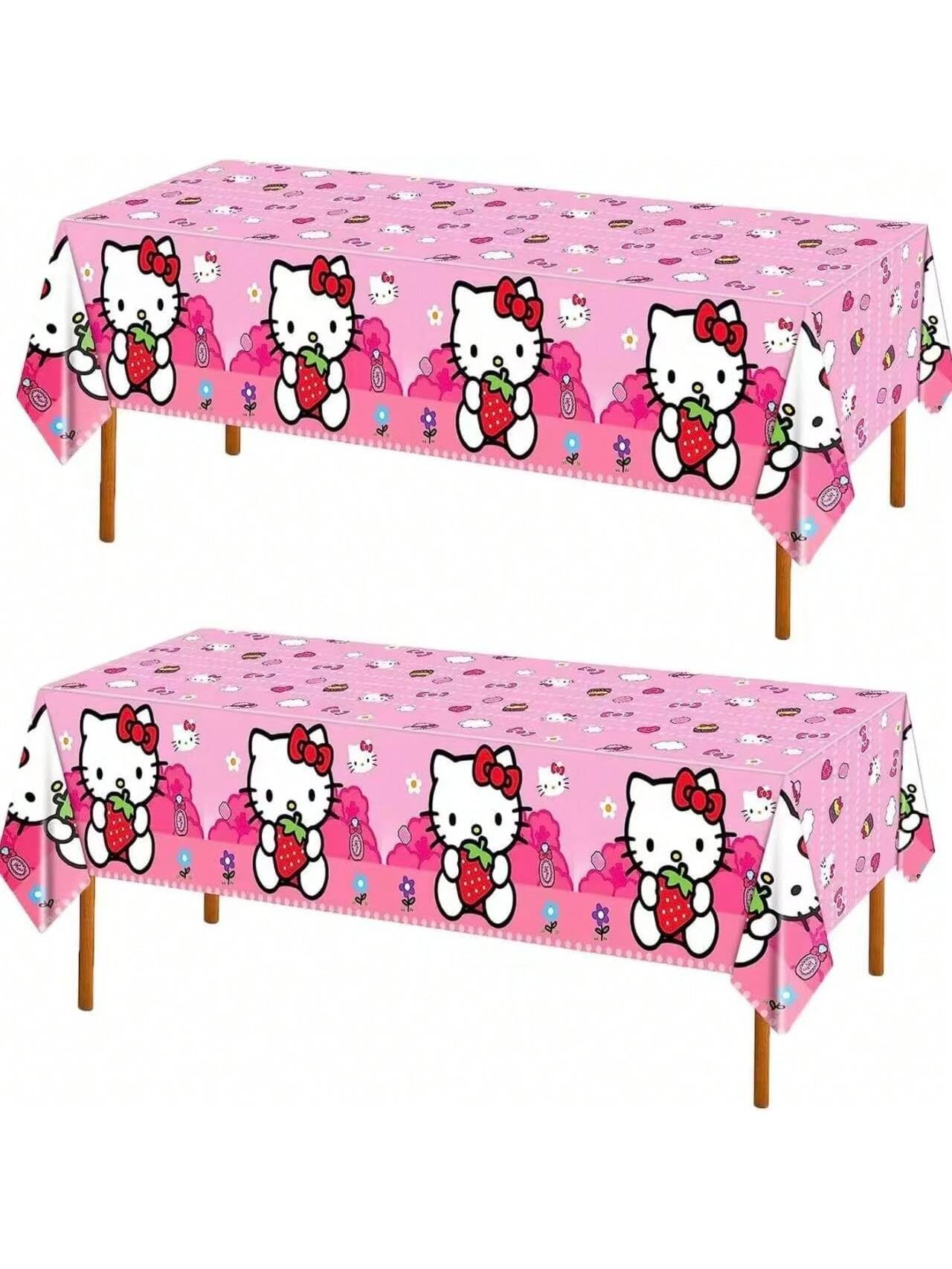 AQHOFSV Cat Table Covers – 2 Pcs Pink Rectangular Table Cloths 70x42 in