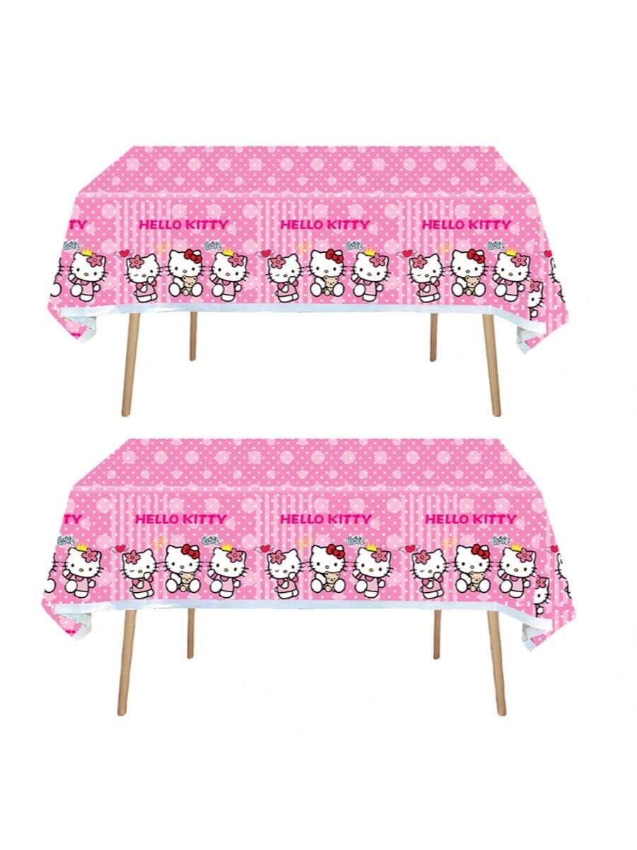 AQHOFSV Cat Rectangular Table Cover – 2 Pcs, 70x42 in, Polka Dot Plastic Table Cloth for Parties