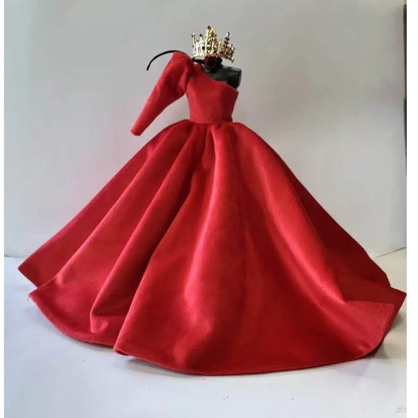 AQQeenmiu Queen's Dress Playline: Luxury Red Velvet Doll Evening Dress Set for 11.5-12 Inch Dolls