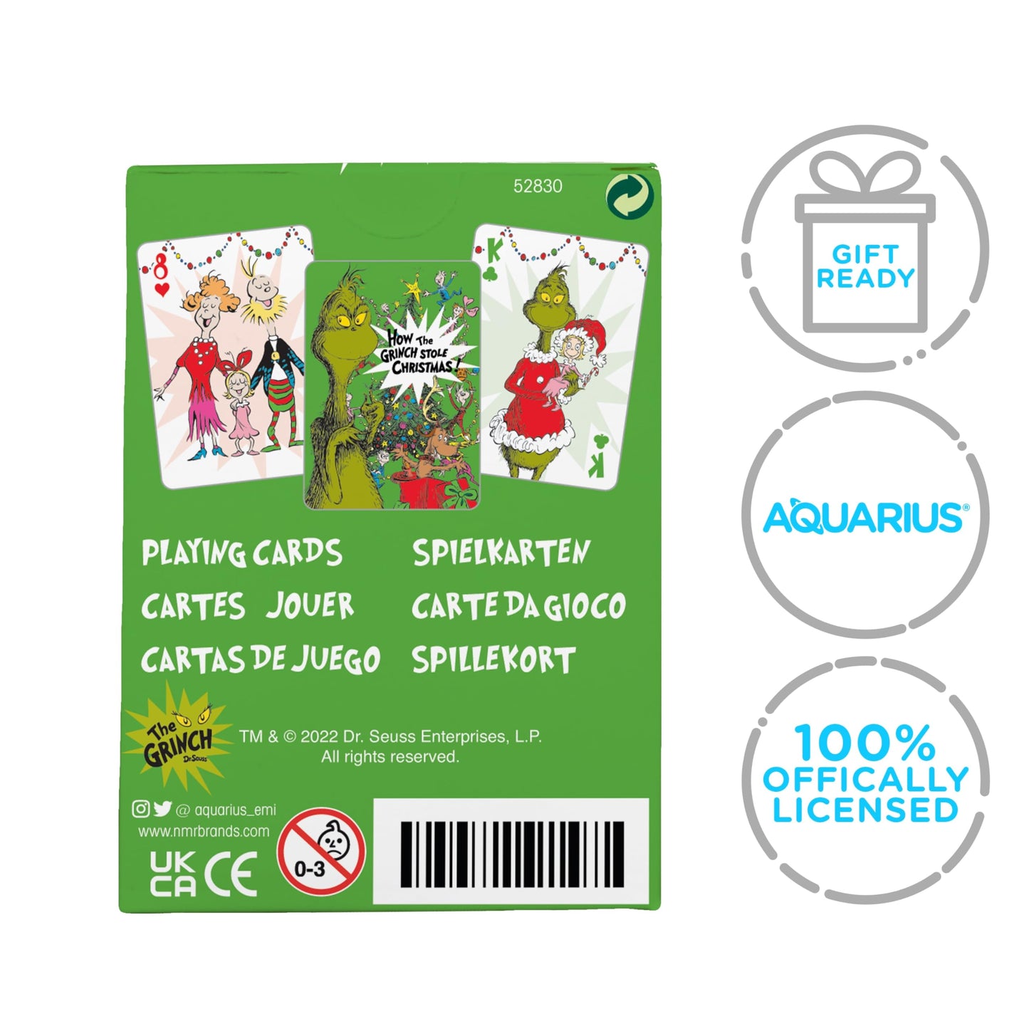 Aquarius Grinch Playing Cards – Officially Licensed Grinch Deck (Poker Size, Linen Finish)