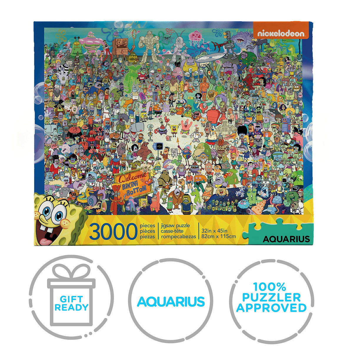 AQUARIUS SpongeBob SquarePants Puzzle – 3000 Pieces, Glare-Free, Officially Licensed, 32x45