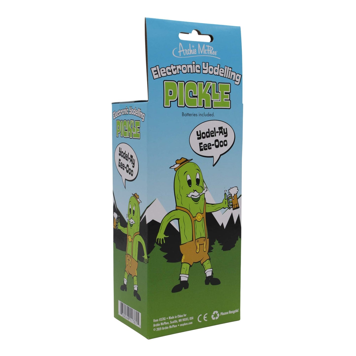 Archie McPhee Yodeling Pickle – Button-Activated Musical Toy, Fun Gift, 5.25 Inch, Multi-Colored