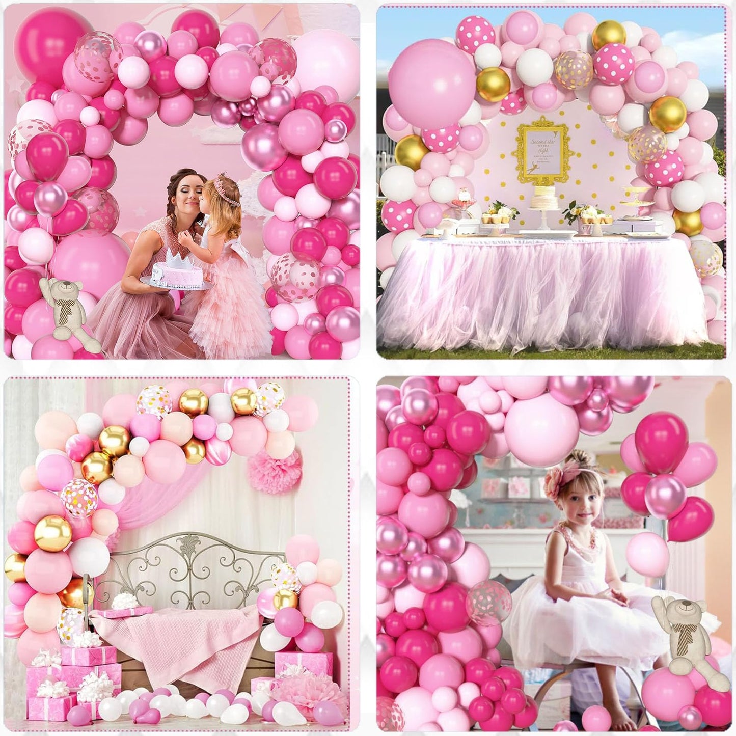 Archloon Pink Balloon Garland Kit – 157 Pcs Hot Pink & Metallic Rose Gold for Parties