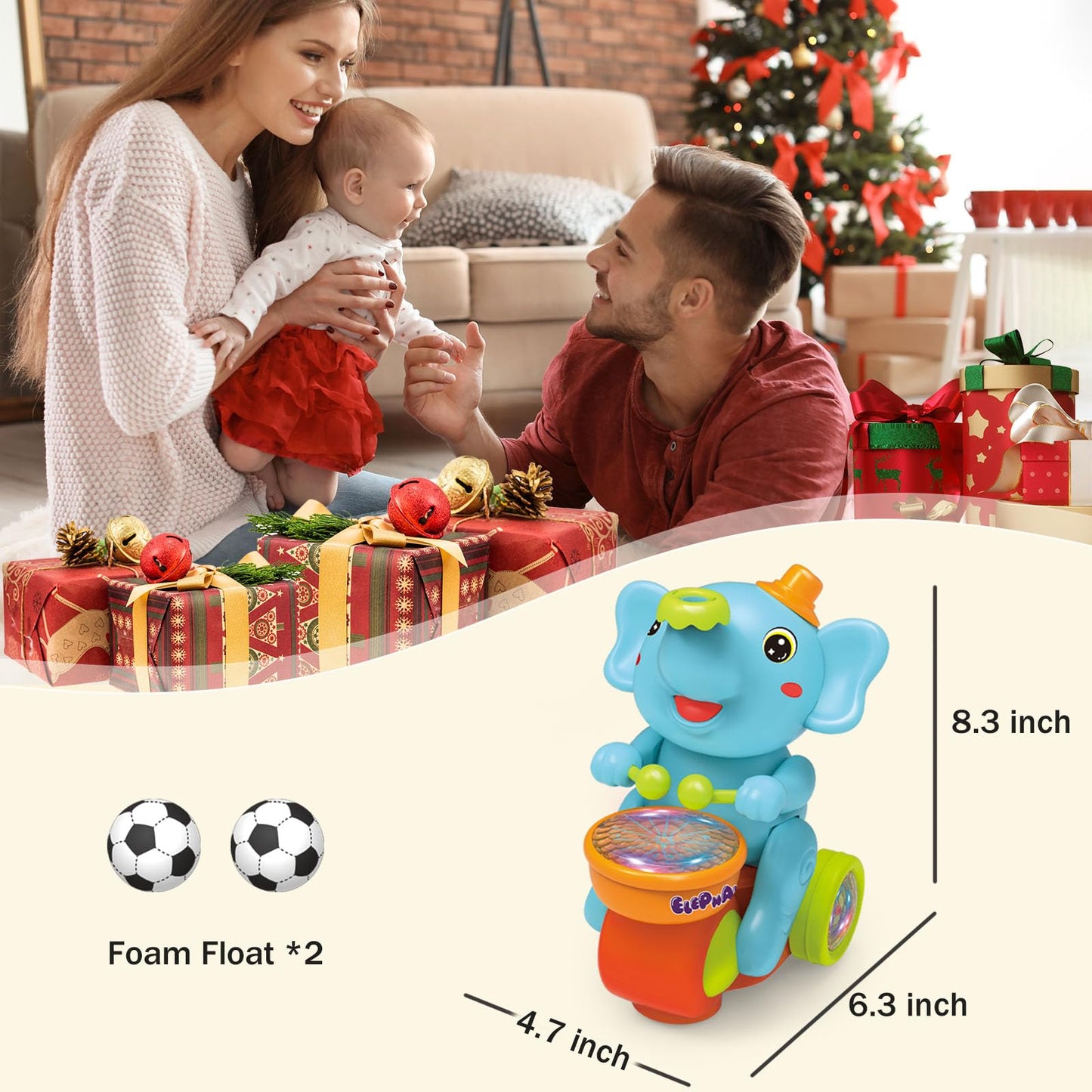 ARHEQI Baby Elephant Musical Crawling Toy – Lights, Sounds & Obstacle Avoidance