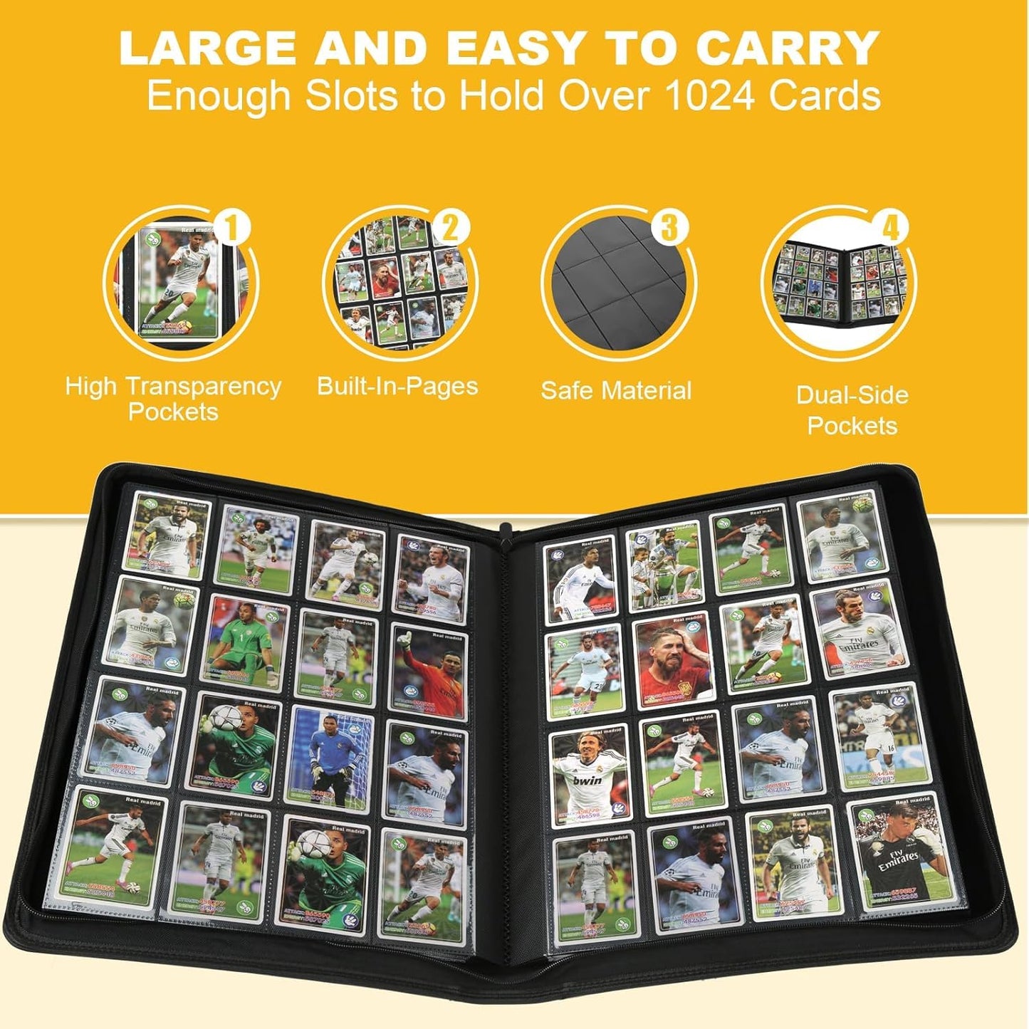Arkeiliy Premium Ringless Trading Card Binder – 1024 Capacity, 16 Pockets per Page, Archival Protection, Anti-Slip Spine (Gray)
