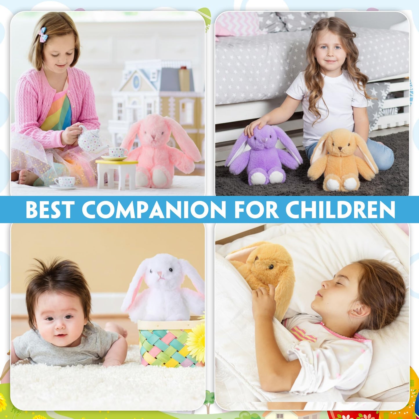 Arrowbash 20-Pcs 13.5-Inch Plush Easter Bunny Set in 5 Colors | Cute Stuffed Rabbits