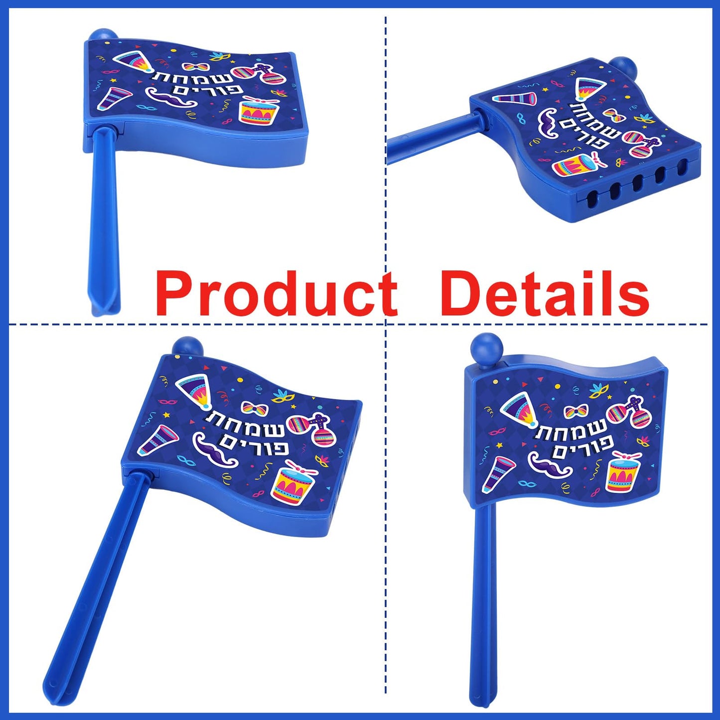 Arrowbash Purim Graggers Bulk – 12 Colorful Noisemakers for Festive Celebrations