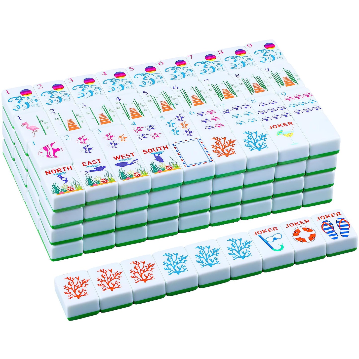 Arrowbash 160-Piece American Mahjong Set — Summer Theme, Hand-Engraved Tiles