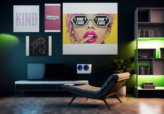 Bold Motivational Print -I Don't Care Wall Art