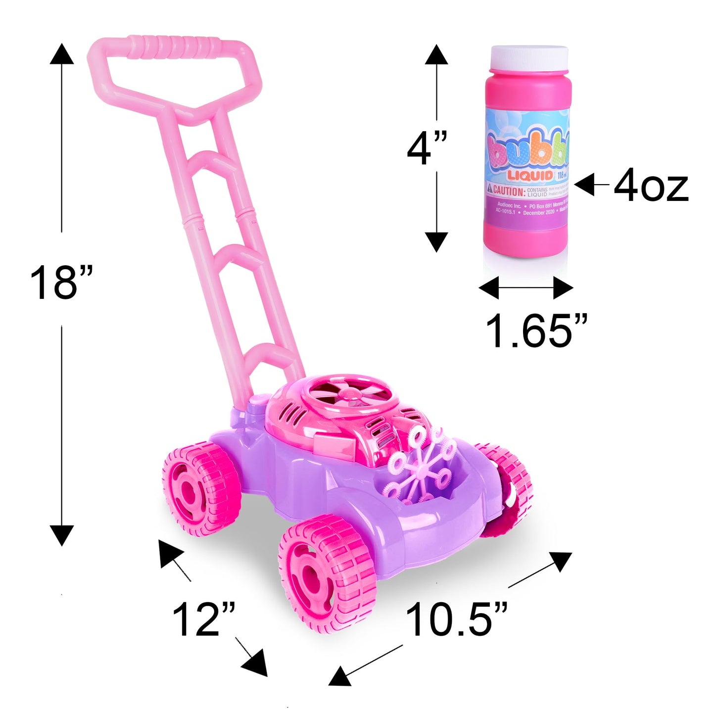ArtCreativity Bubble Lawn Mower – 18-inch Push Toy Bubble Machine for Toddlers & Kids