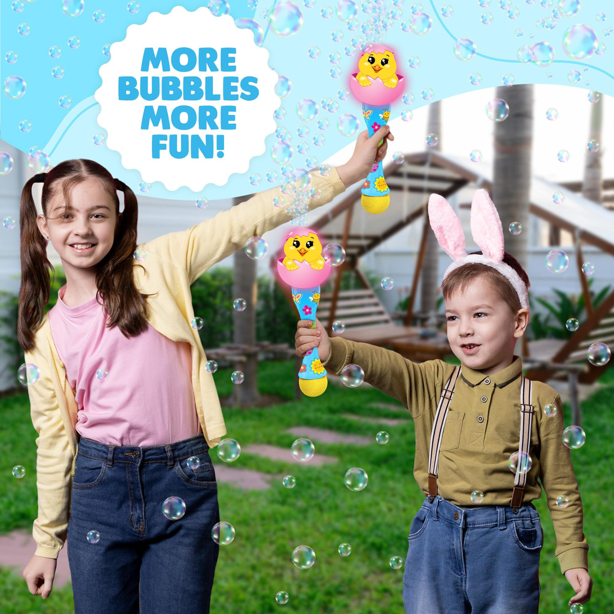 ArtCreativity Easter Chick Bubble Wand - 14 inch Light-Up Bubble Toy for Toddlers
