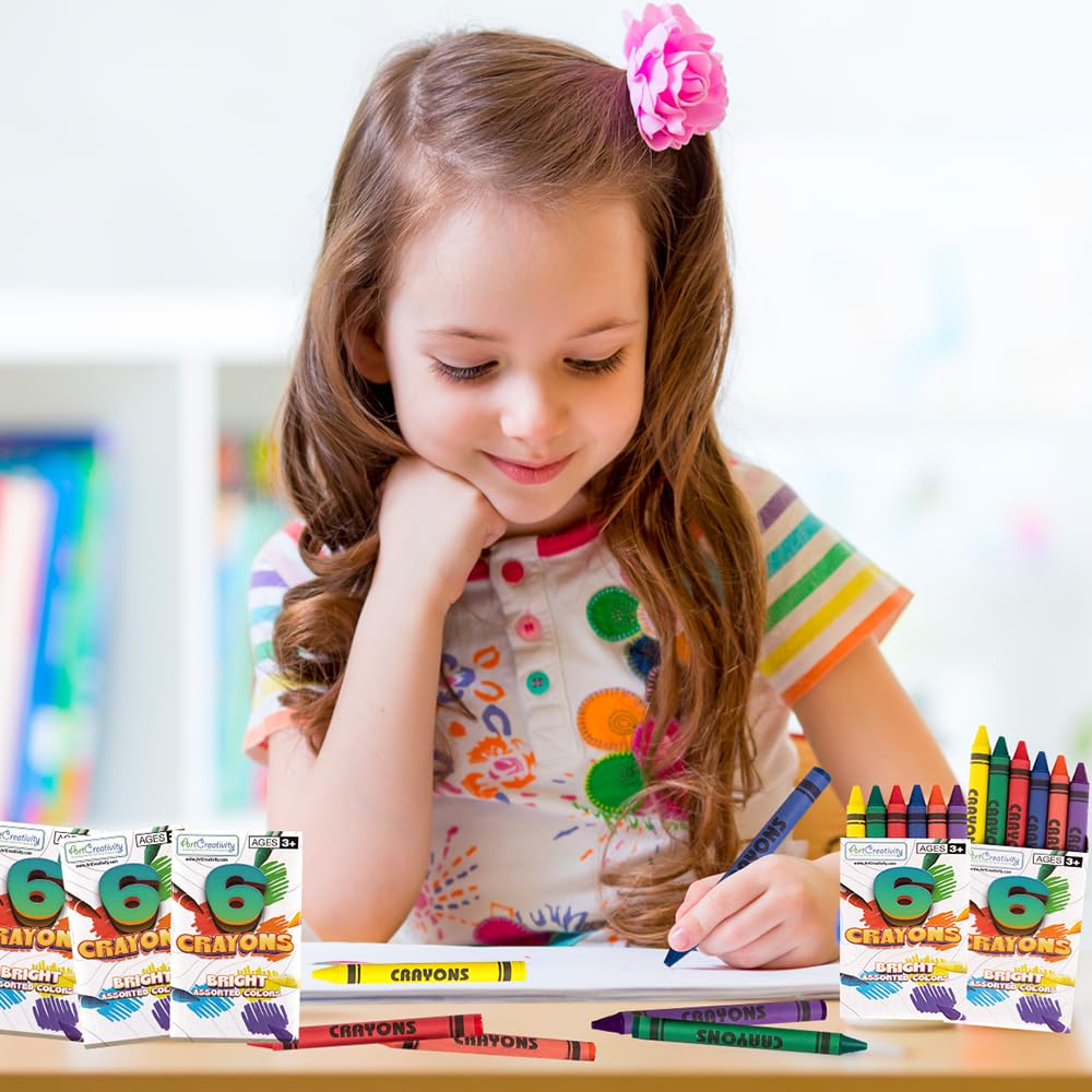 ArtCreativity Crayons Bulk Set – 600 Total Crayons, 100 Packs of 6 (Red/Orange/Yellow/Green/Blue/Purple)