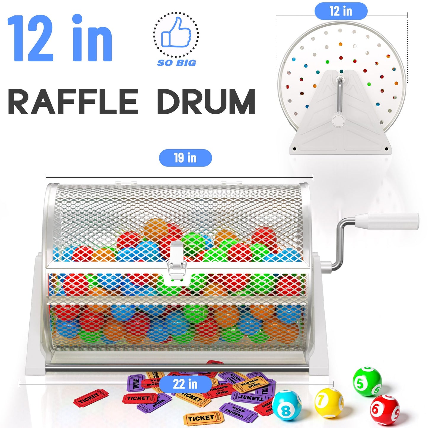 ArtiSpin 19×12-Inch Raffle Drum with Detachable Tripod Base – Holds 8,000 Tickets or 250 Balls