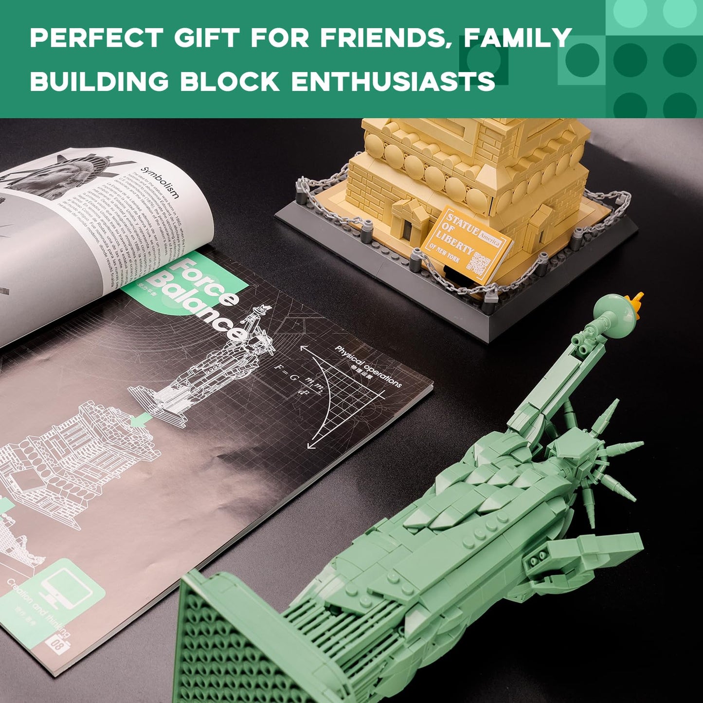 ArtorBricks Statue of Liberty Architecture Model Kit – 1577-Piece Premium Set