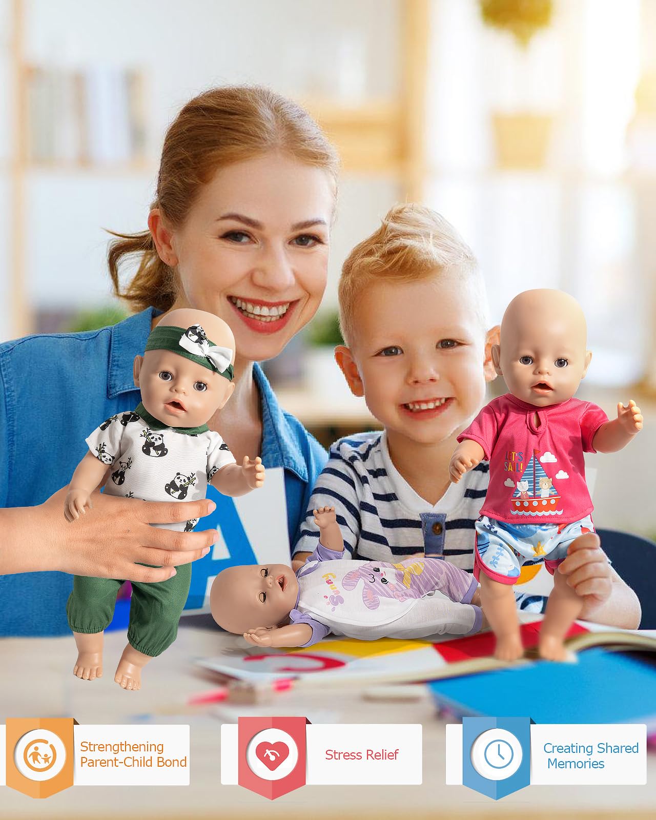 ARTST Baby Doll Clothes – 8-Set for 14-16 inch Dolls with Pajamas & Headbands