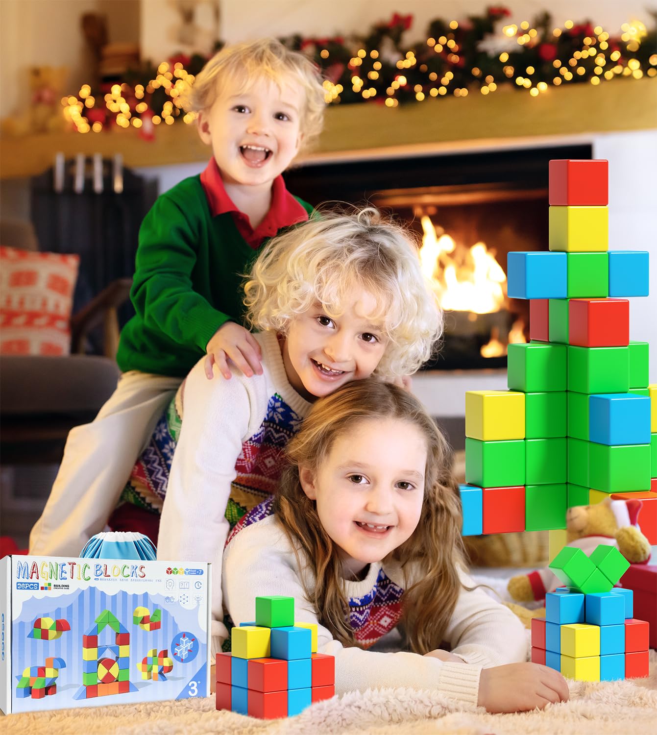 Asago Magnetic Blocks for Toddlers – 36-Piece Colorful Magnetic Building Set