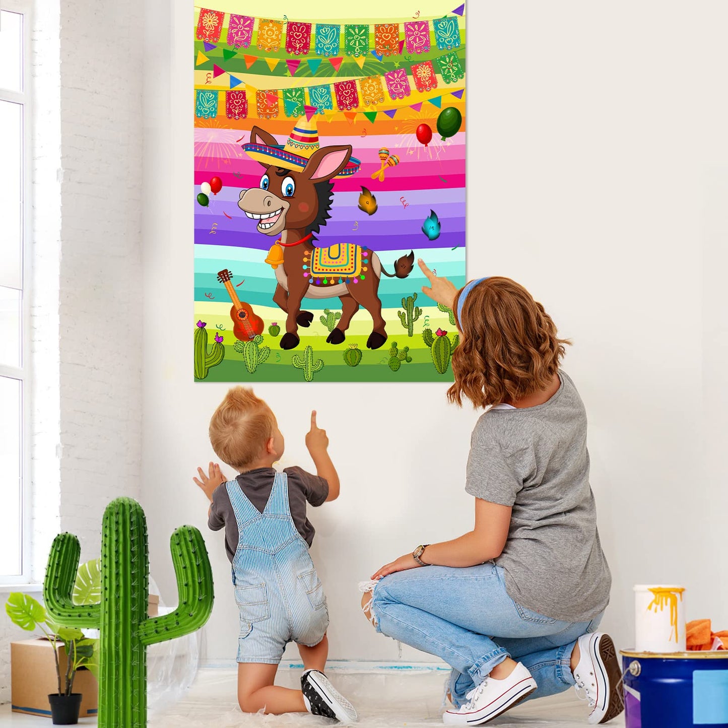 ASTARON Pin The Tail on The Donkey - 24 Tail Stickers for Cinco De Mayo Party
