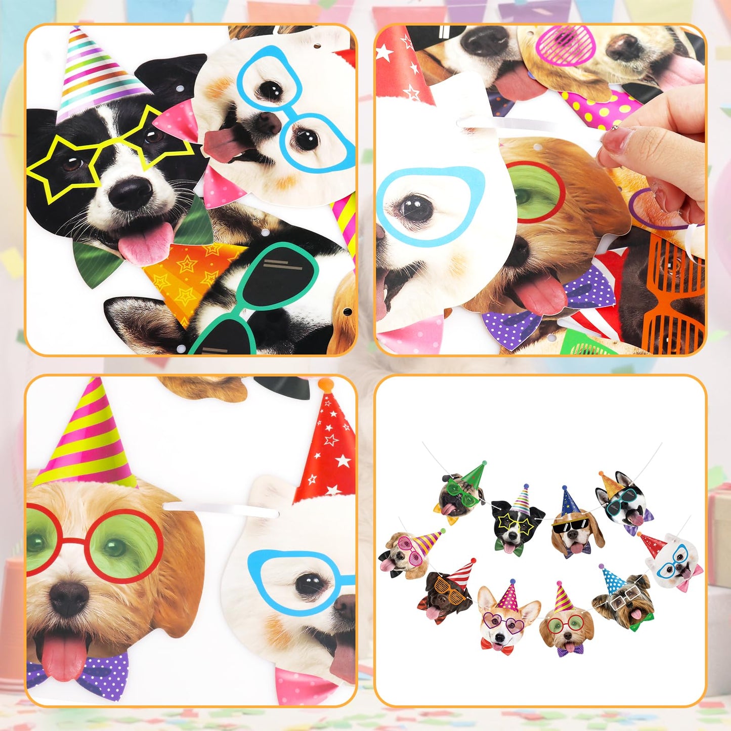 Atiloy Dog Birthday Banner – Puppy Party Garland with Dog Faces | Kids Party Decor