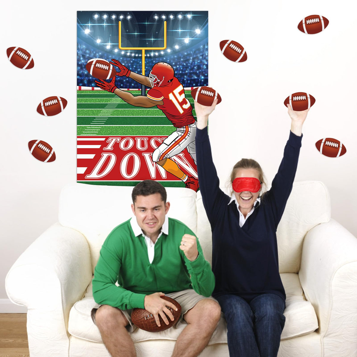 Atiloy Football Party Games Set — Pin The Football Goalpost Poster + 24 Stickers