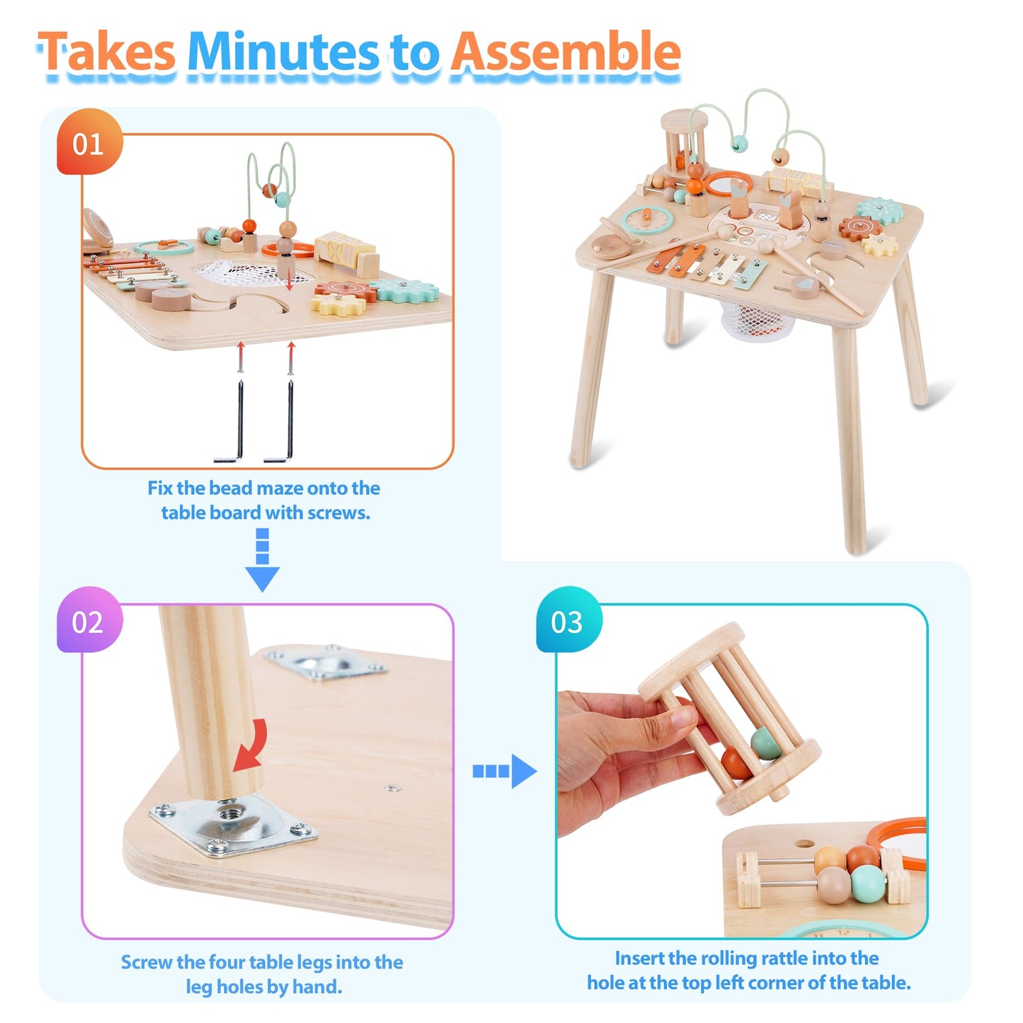 ATOYUS 13-in-1 Wooden Activity Table for Toddlers 12-36 Months | Montessori Sensory Toy