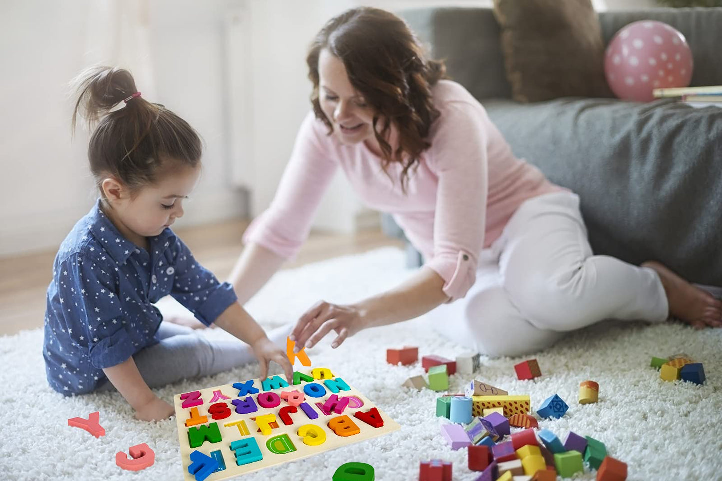 Attmu Alphabet Puzzles — Wooden ABC Puzzle for Toddlers