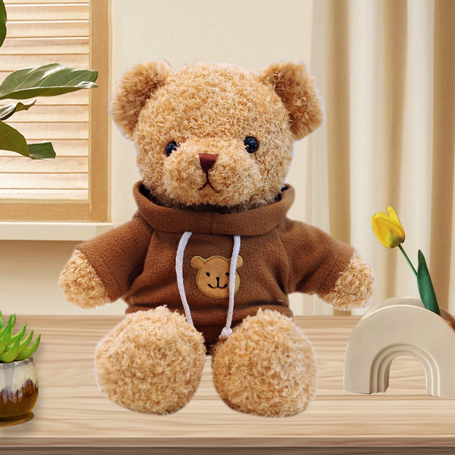 AUCOOMA Teddy Bear Plush – 11.8-Inch Hoodie Bear | Soft Stuffed Toy Gift for Kids