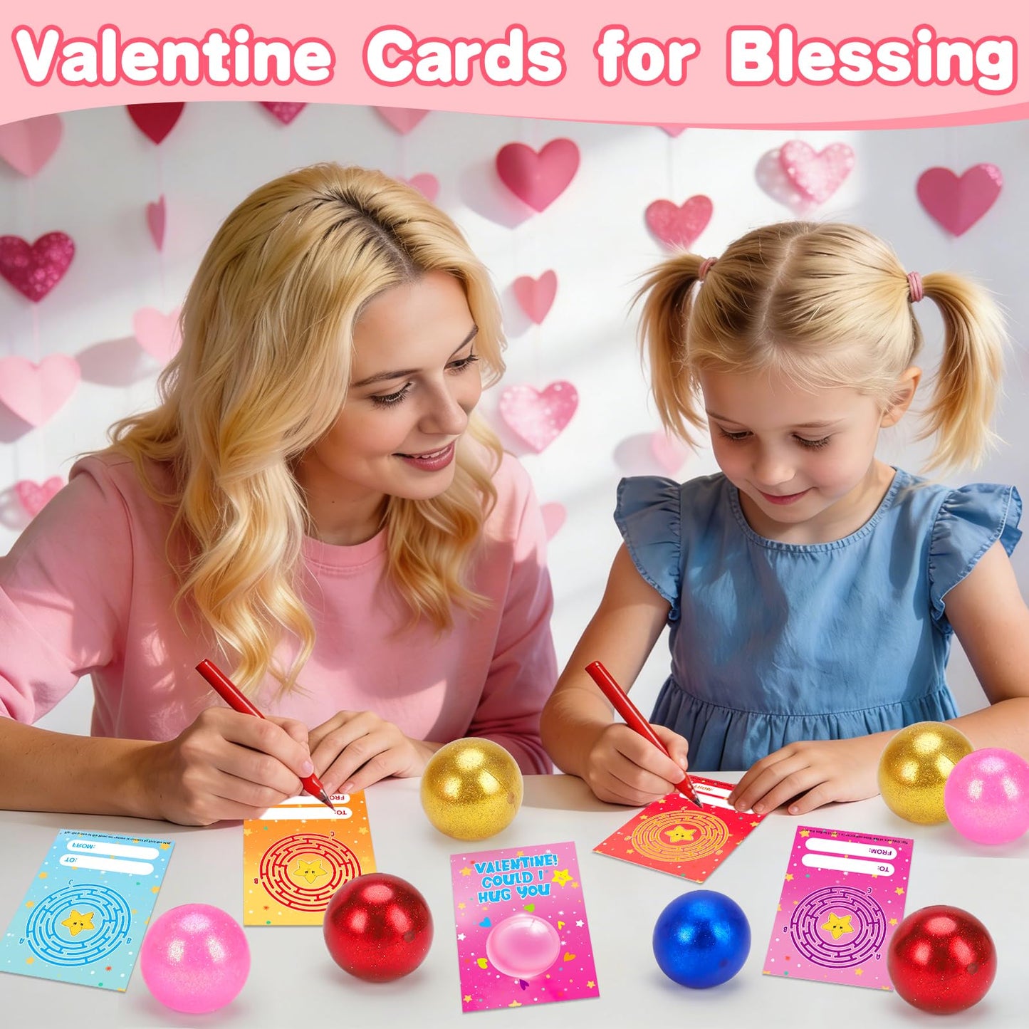 AugToy 24-Pack Valentines Day Fidget Stress Balls for Kids – Classroom Gift Exchange & Party Favors
