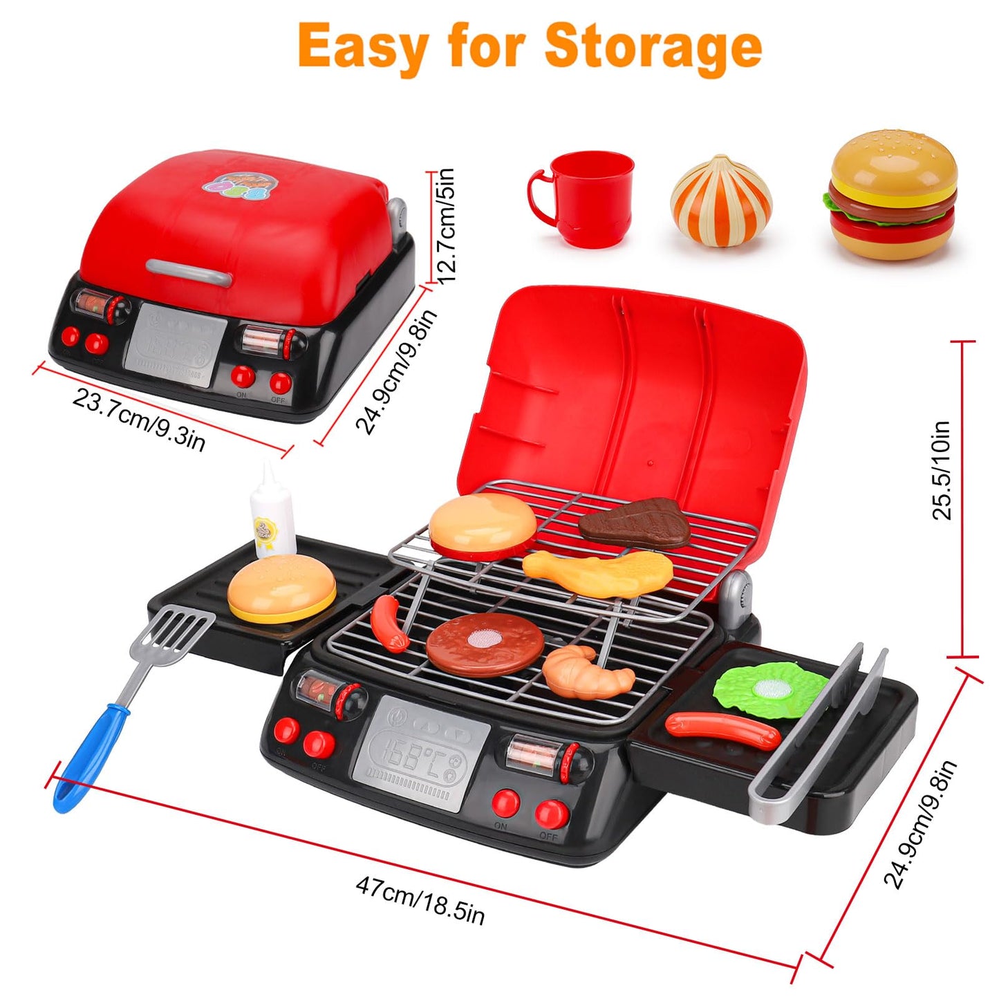 AugToy Kids Grill Play Food with Smoke – Lights & Sound BBQ Toy for 2-6 Year Olds