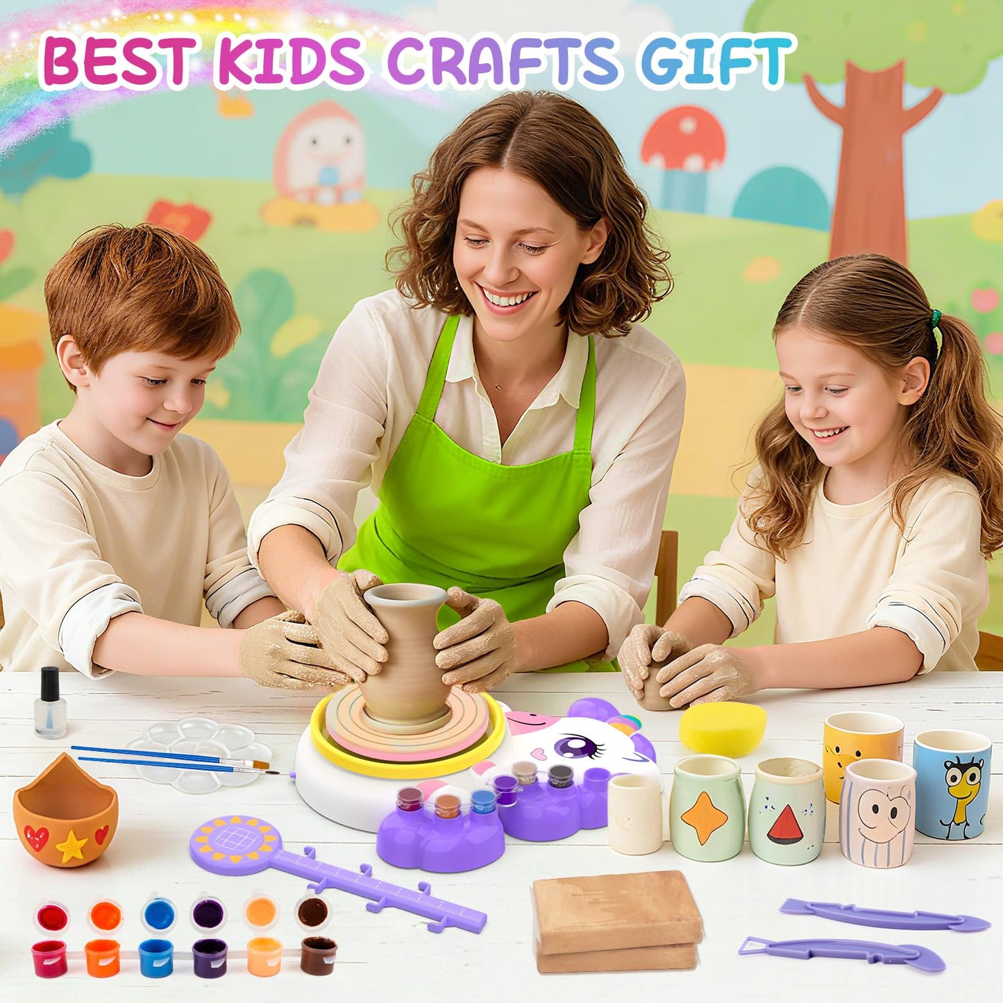 Aujazyble Pottery Wheel for Kids – Complete Craft Kit (Ages 6-12)