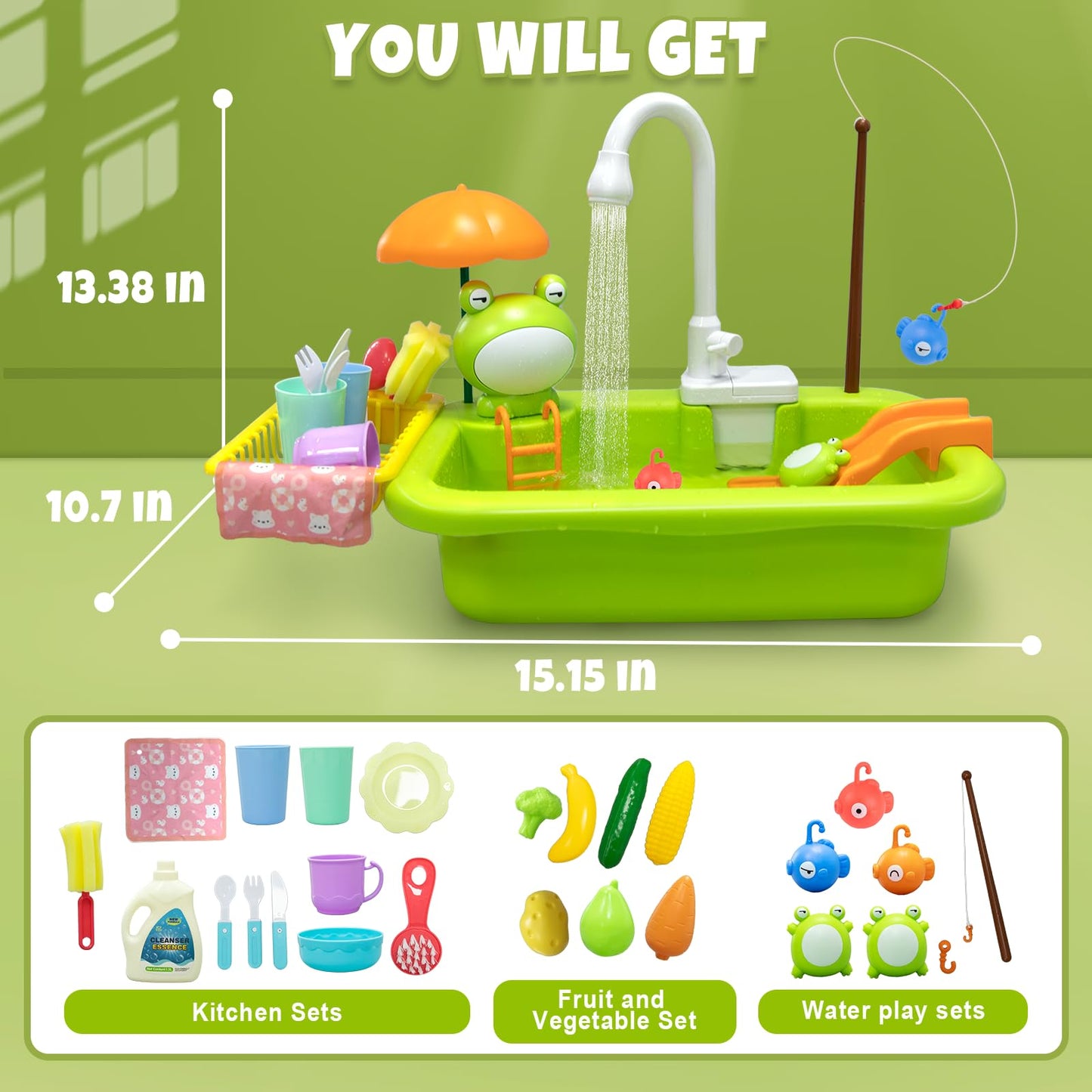 Aukful Play Sink with Running Water – Auto Water Cycle Toy for Kids