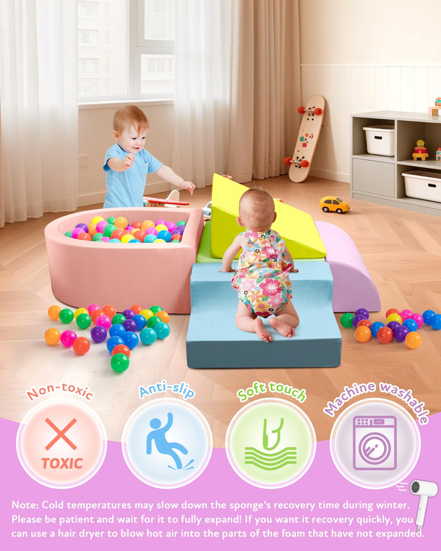 Auksay Baby Climbing Blocks – Colorful Soft Play Set for Crawling 6–12 Months