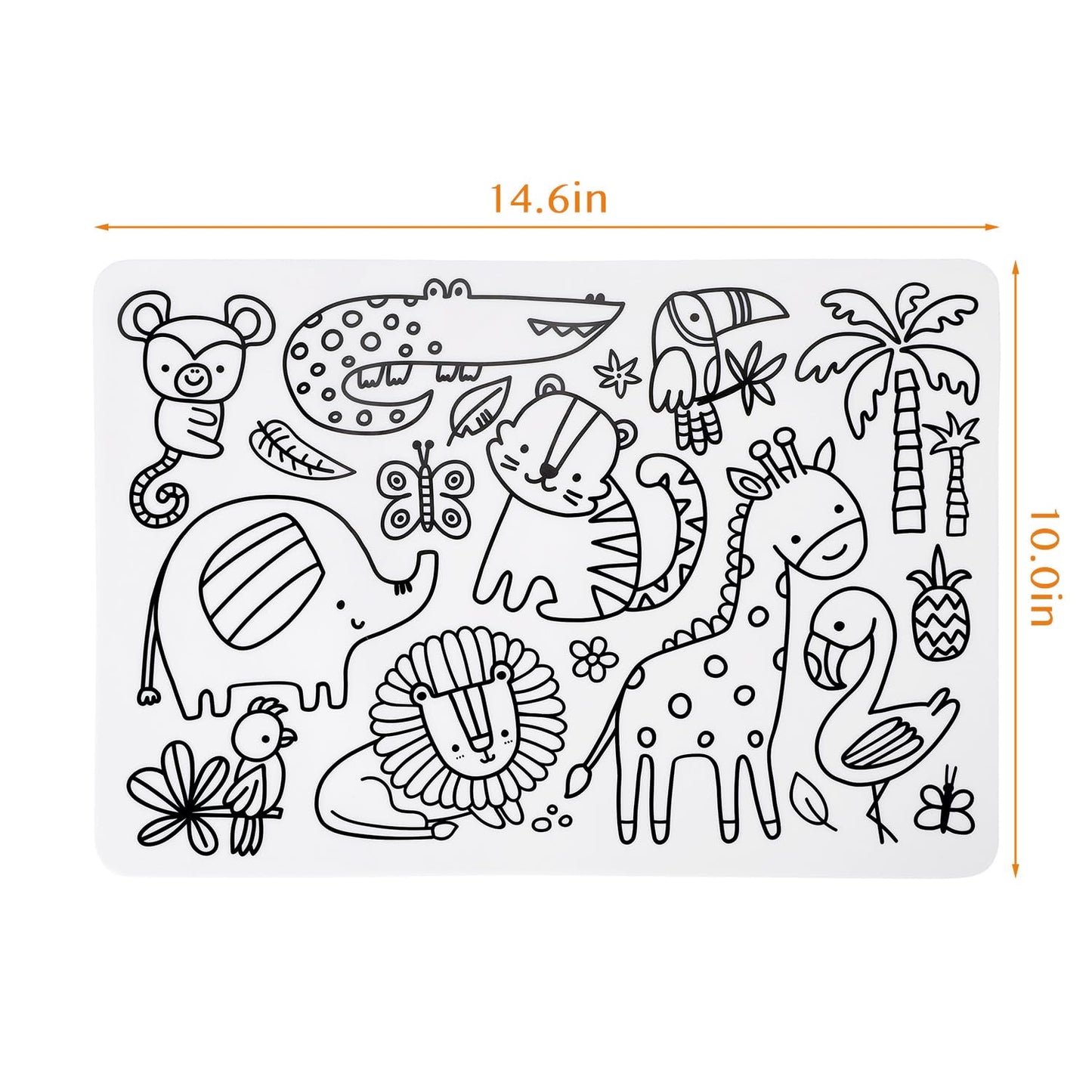AULEGE Silicone Coloring Placemat 14.6x3 in – Washable Kids Drawing Mat (Wild)