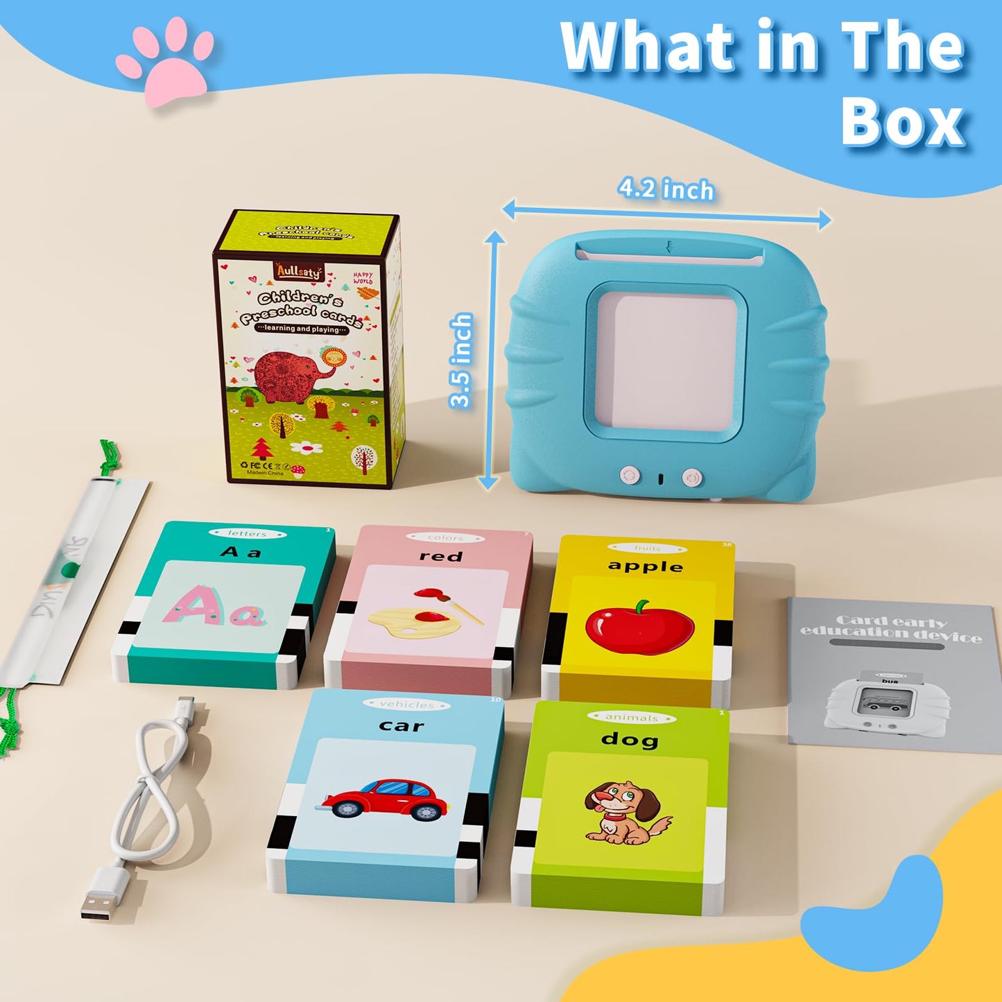 Aullsaty Toddler Talking Flash Cards – 248 Sight Words, Montessori Learning