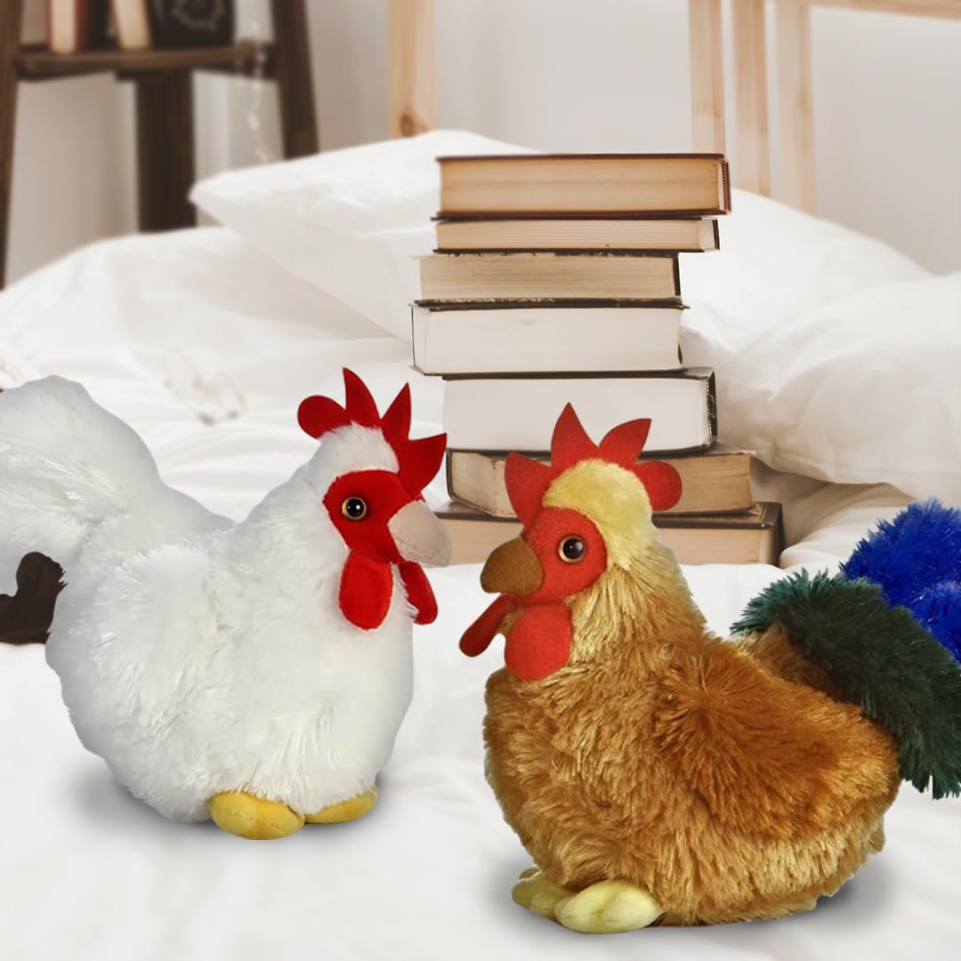 Aurora Mini Flopsie Bundle: 2x 6in Chicken & Rooster Plush Animals