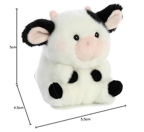 Aurora Playful Rolly Pet Daisy Cow Plush – 5.5-Inch Compact White