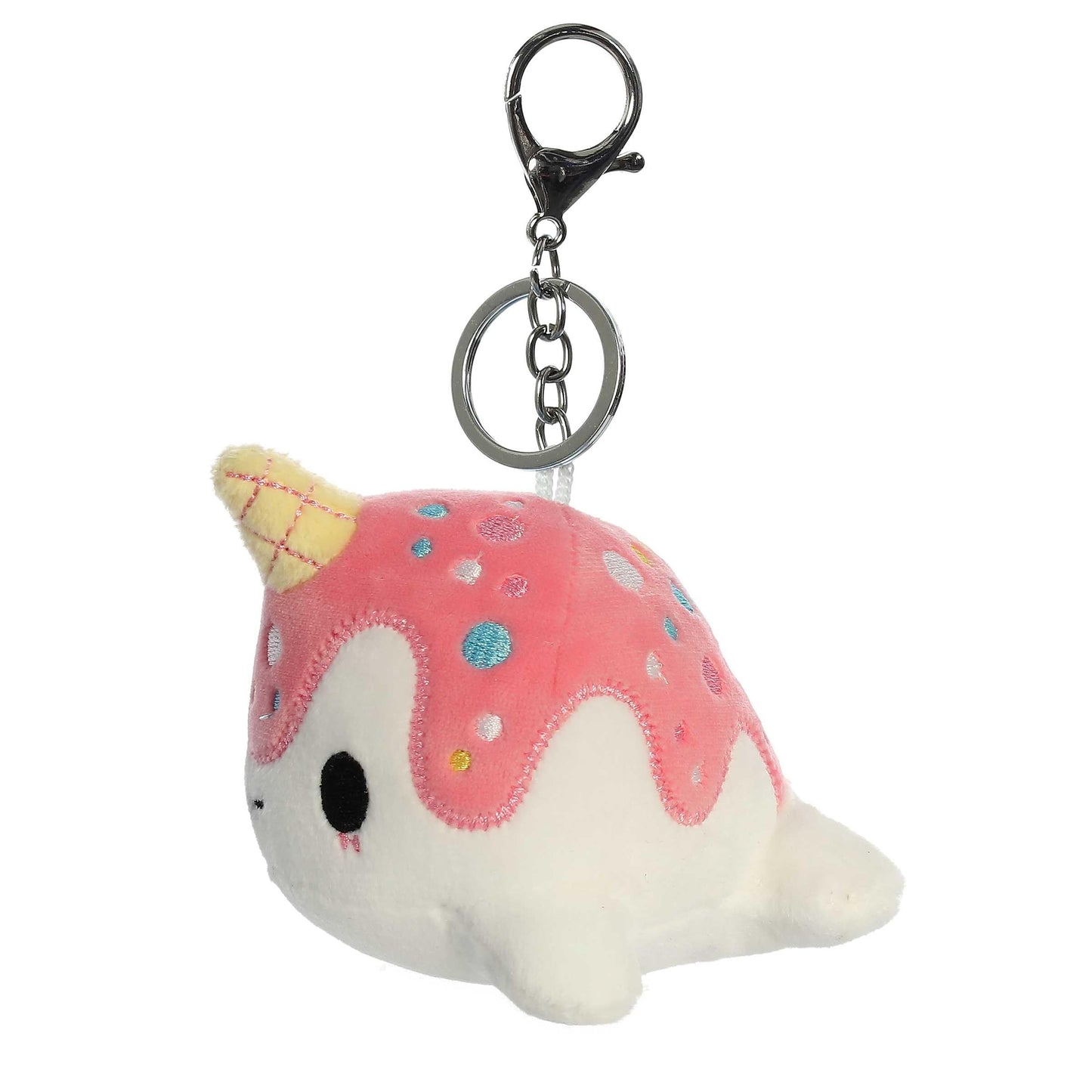 Aurora Enchanting Tasty Peach Vanilla-Berry Nomwhal Clip-On Stuffed Animal – 4.5 Inches