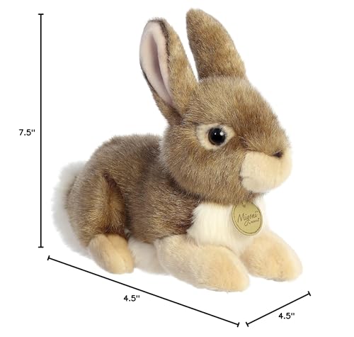 Aurora Miyoni Eastern Cottontail Rabbit Plush – Realistic Detail, Hand-Stitched, 11-Inch Brown