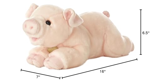 Aurora Miyoni Realistic Pig Plush - 16in Pink, Hand-Stitched, Bean-Pellet